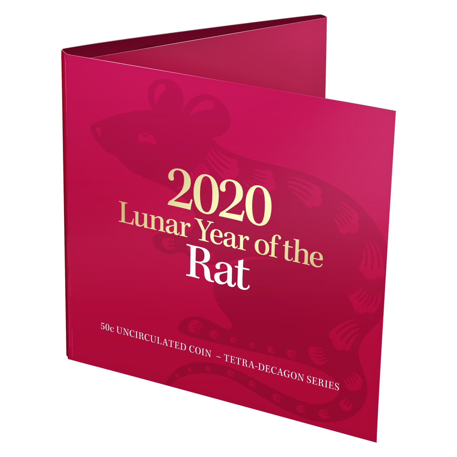 2020 50c CuNi Uncirculated Tetra-Decagon Carded Coin - Lunar Year of the Rat